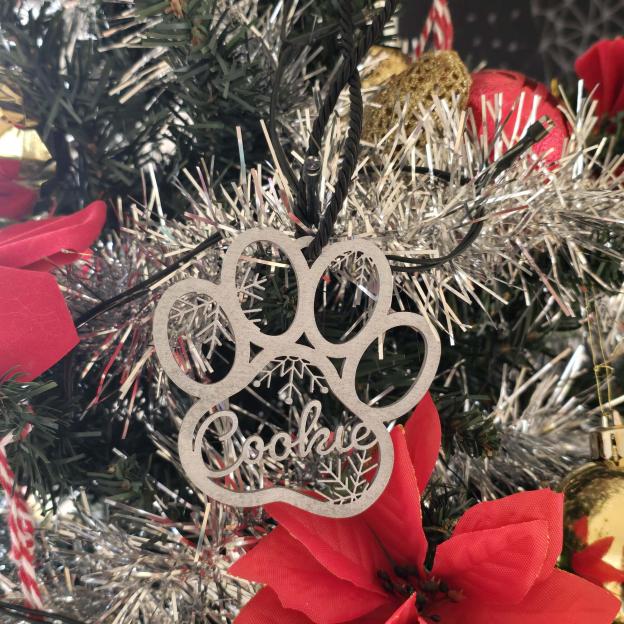 Personalized Paw Pet Print Christmas Ornament | MCGift195