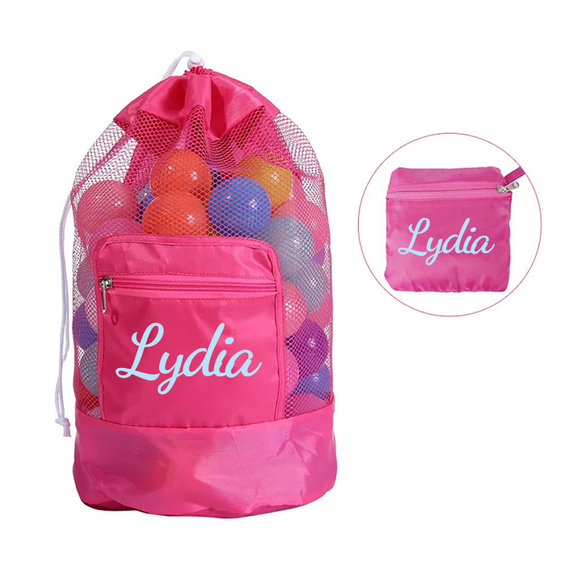 Personalized Portable Mesh Beach Foldable Drawstring Storage Bag | CWBeach95