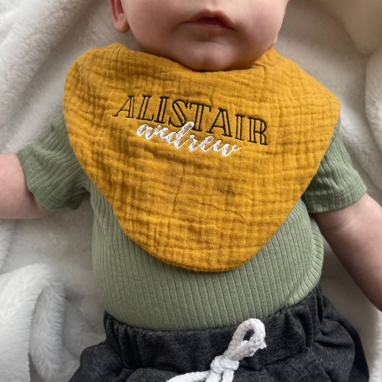 Personalized Embroidered Baby Muslin Bibs | CWBaby83