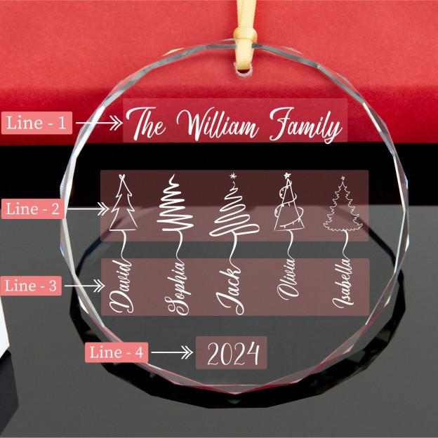 Personalized Glass Family Christmas Ornaments | CWGlass15