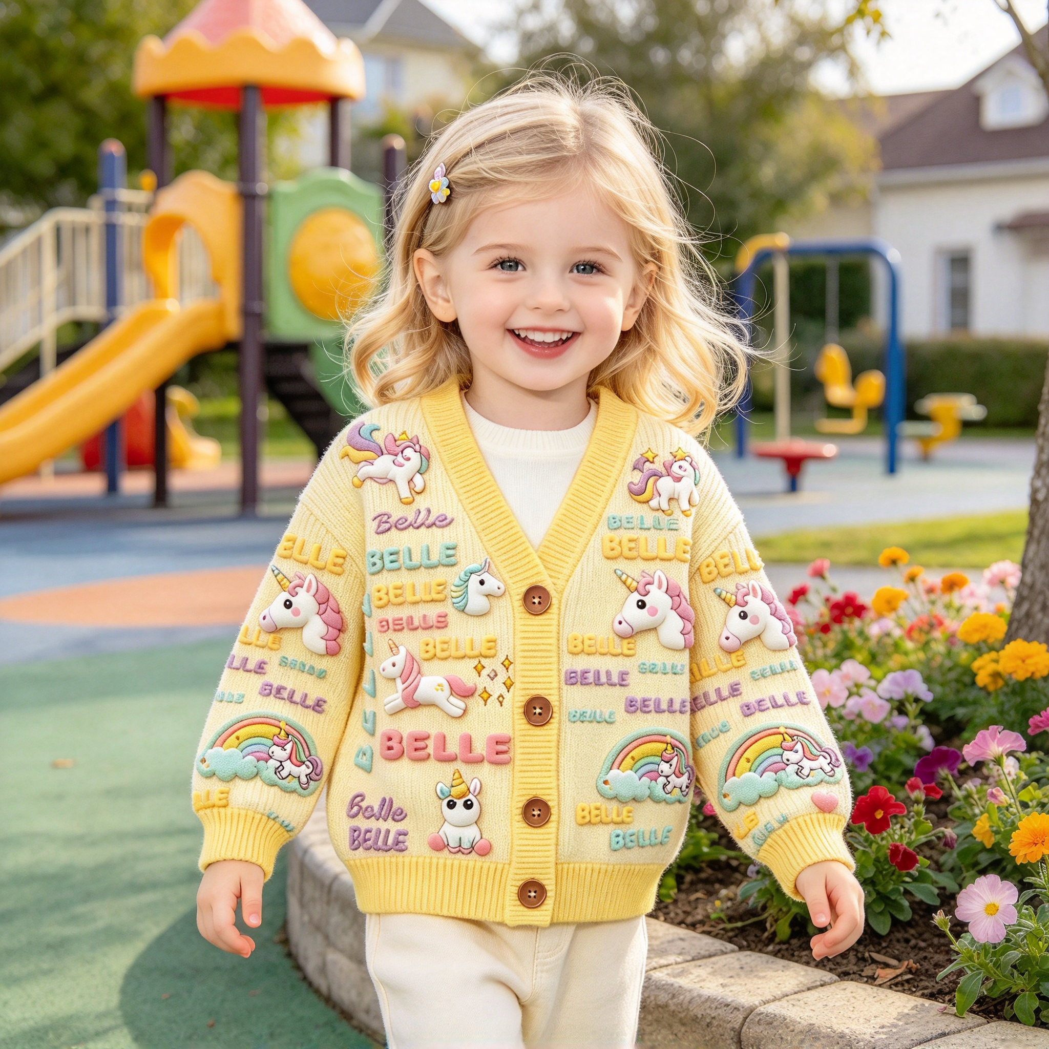 Personalized Lovely Kids Adorable Unicorn Knit Sweater | CWSweater30