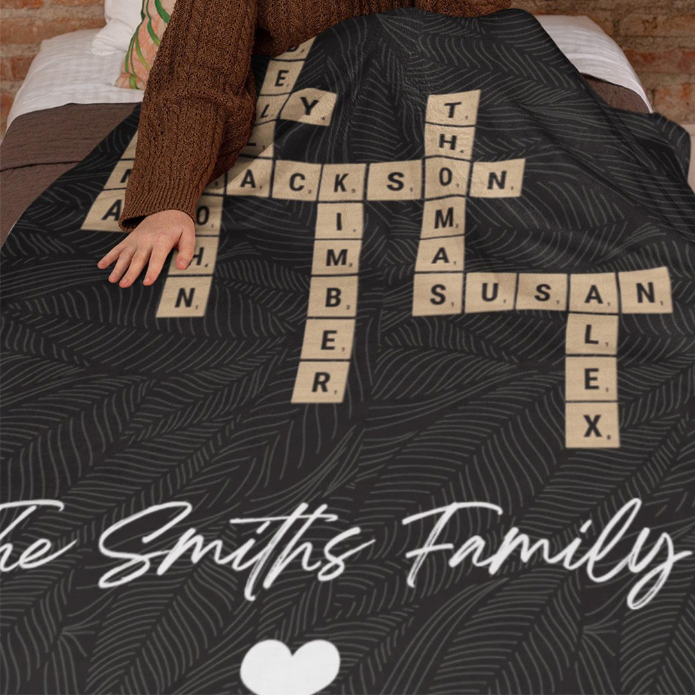 Personalized Family Name Crossword Blanket for Comfort & Unique | BKName16