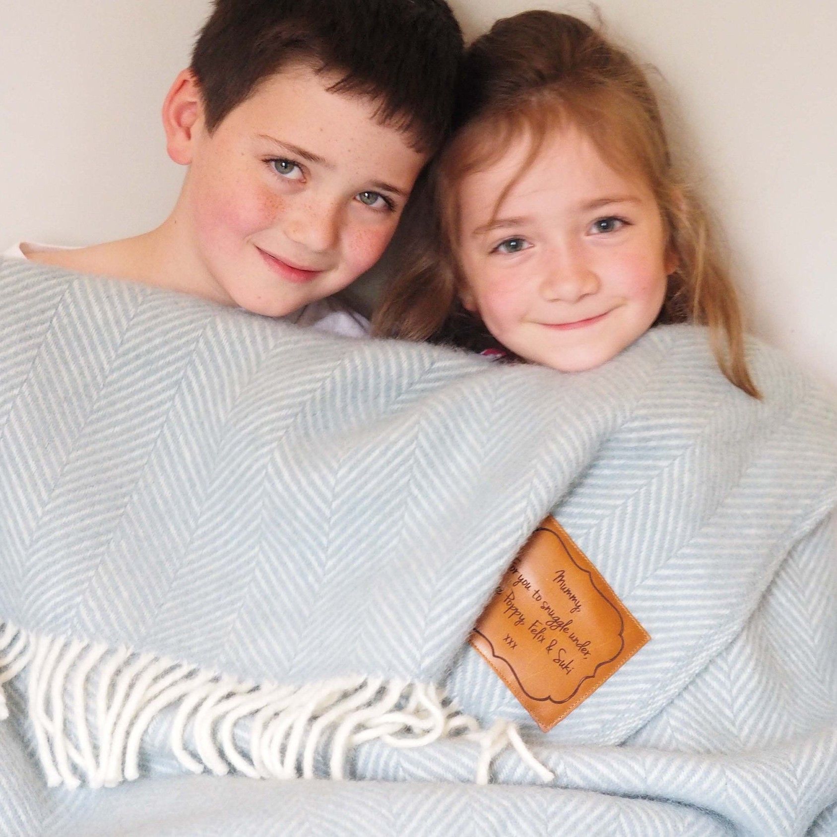 Personalised Message Leather Patch Warm Blanket | BKKid111