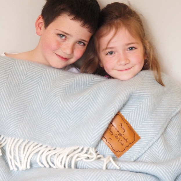 Personalised Message Leather Patch Warm Blanket | BKKid111