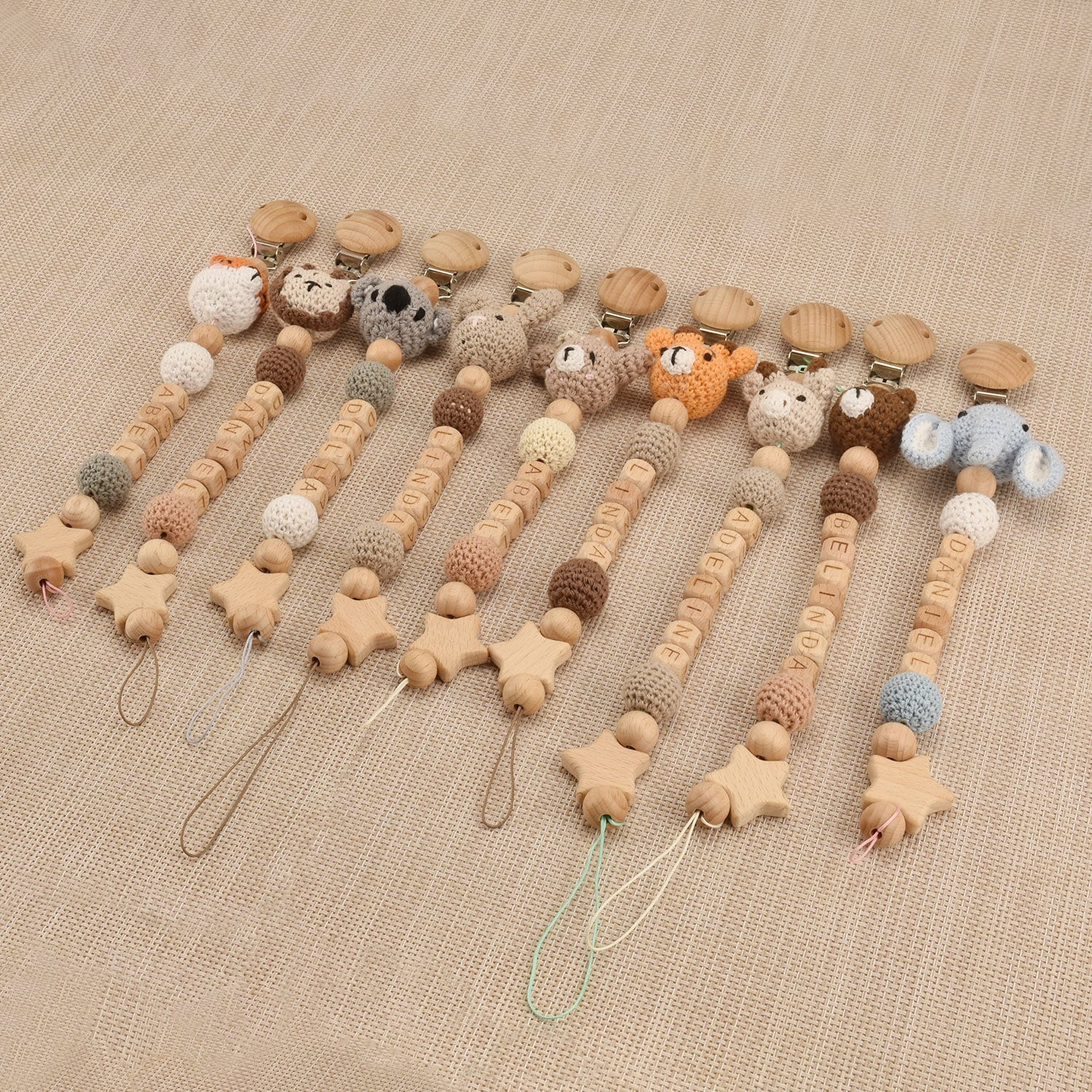 Personalized Baby Pacifier Crocheted Animal Clip | CWToy148