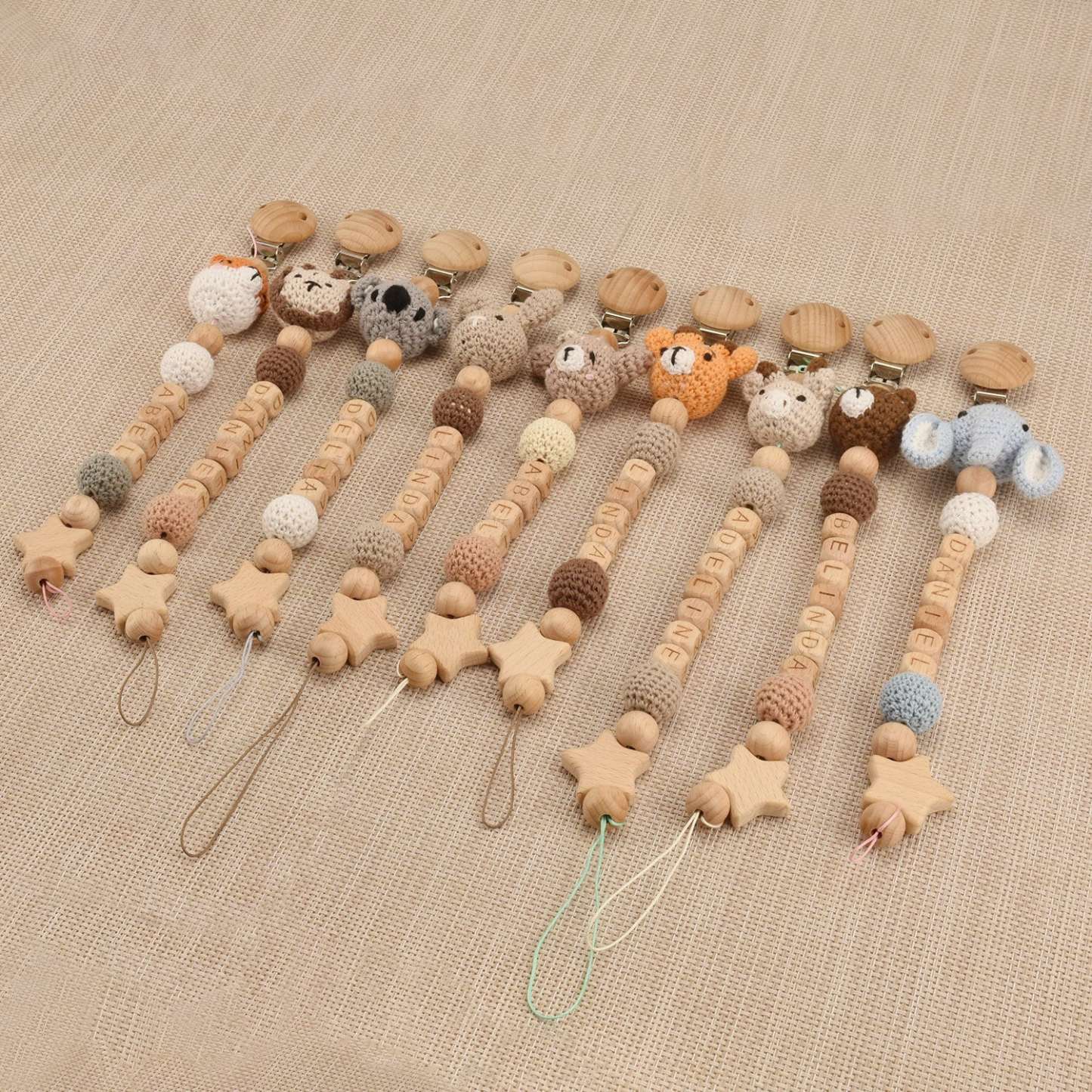 Personalized Baby Pacifier Crocheted Animal Clip | CWToy148