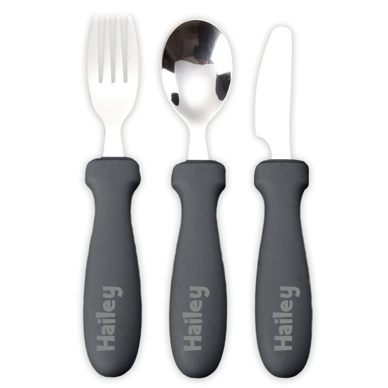 Personalised Kid Silicone Utensil Sets-Fork, Knife, Spoon  | CWBaby70