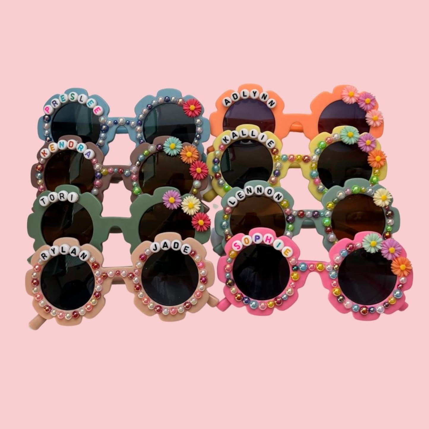 Personalized Sunflower Pearl Sunglasses For Kids | CWBeach135