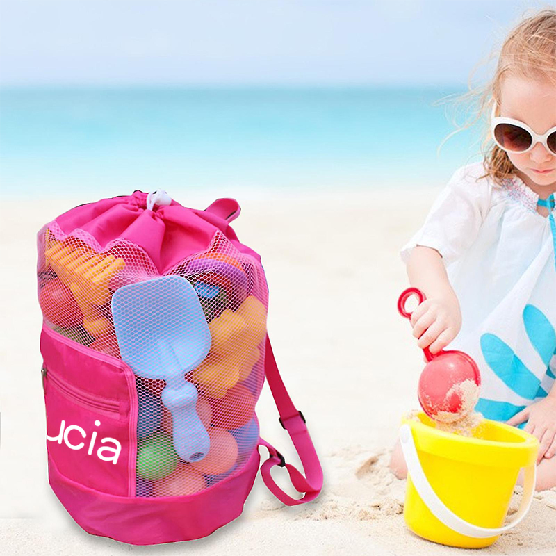 Personalized Portable Mesh Beach Foldable Drawstring Storage Bag | CWBeach95
