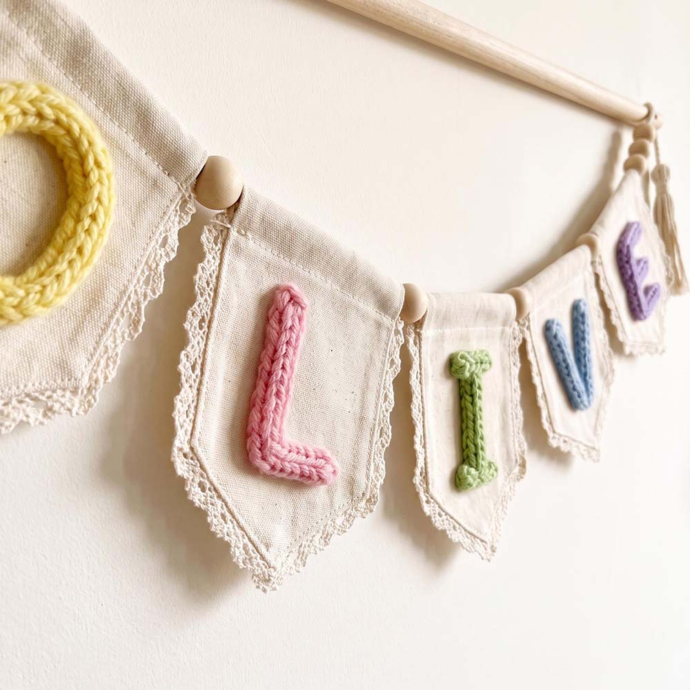 Personalized Hand Embroidered Yarn Letter Banner Decoration | CWGift105