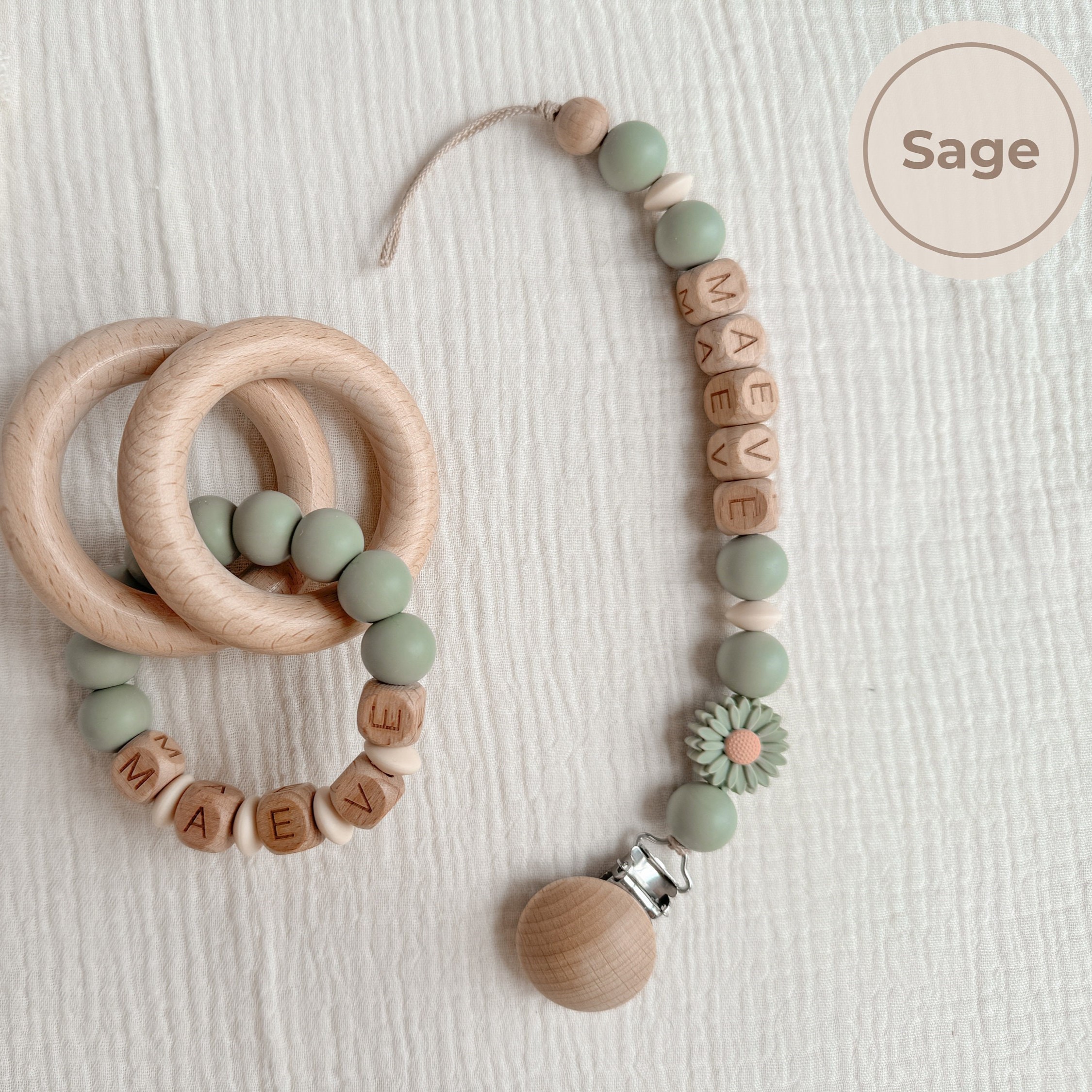 Personalized Baby Pacifier Clip & Rattle Ring | CWBaby86