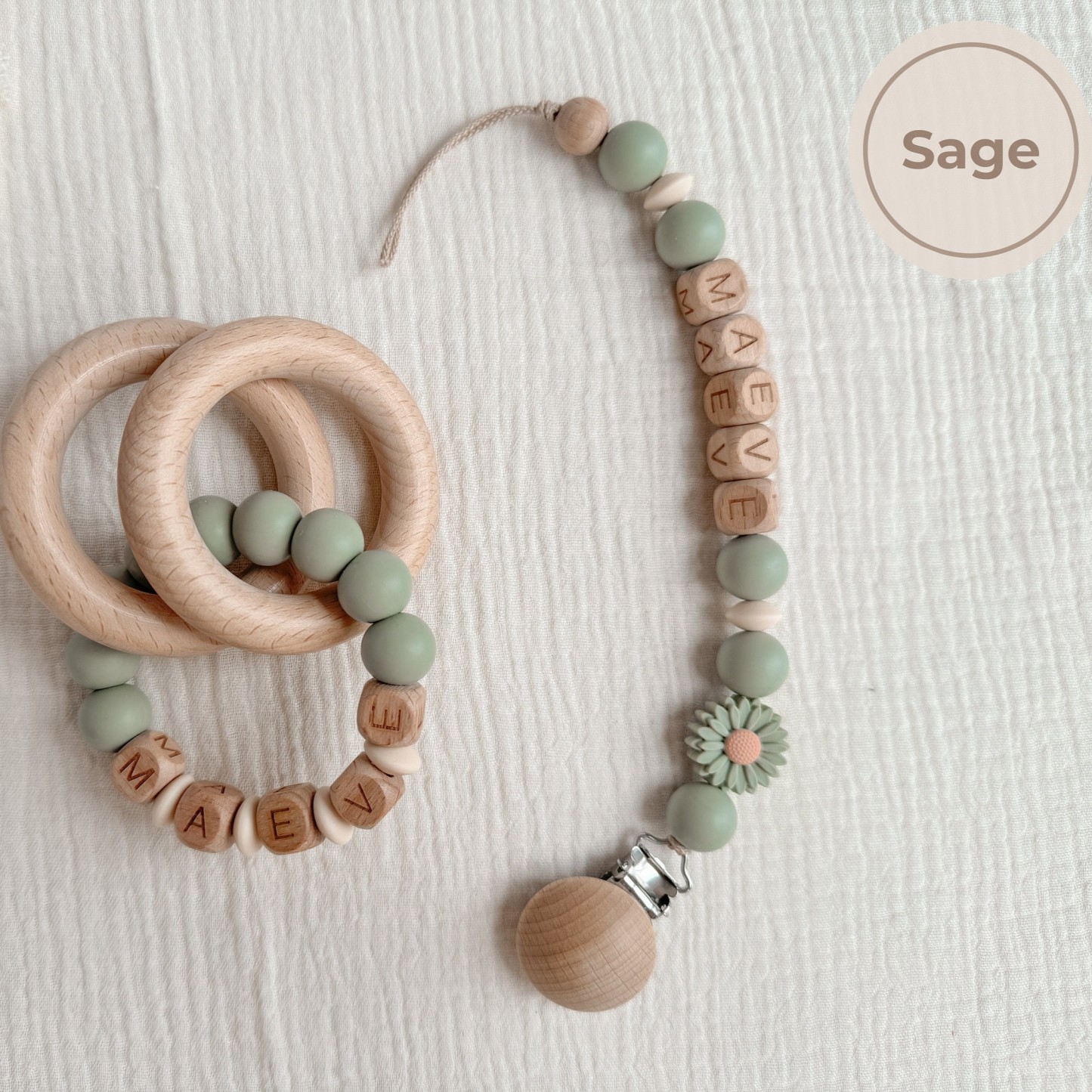 Personalized Baby Pacifier Clip & Rattle Ring | CWBaby86