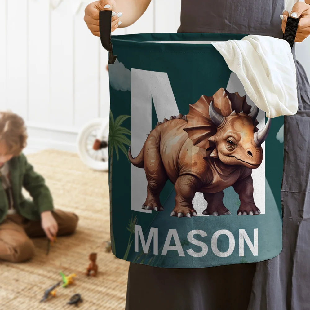 Personalized Waterproof Dinosaur Laundry Baskets with Handle | | CWBasket08
