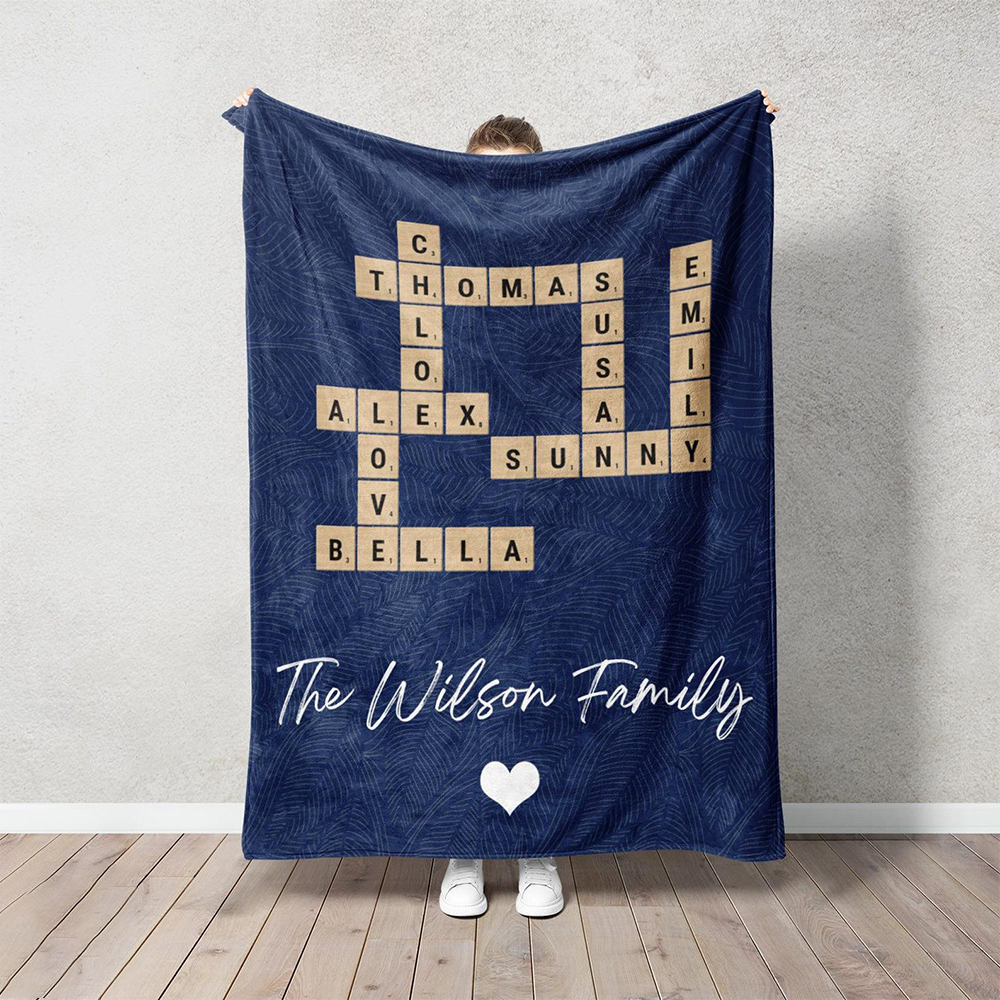 Personalized Family Name Crossword Blanket for Comfort & Unique | BKName16