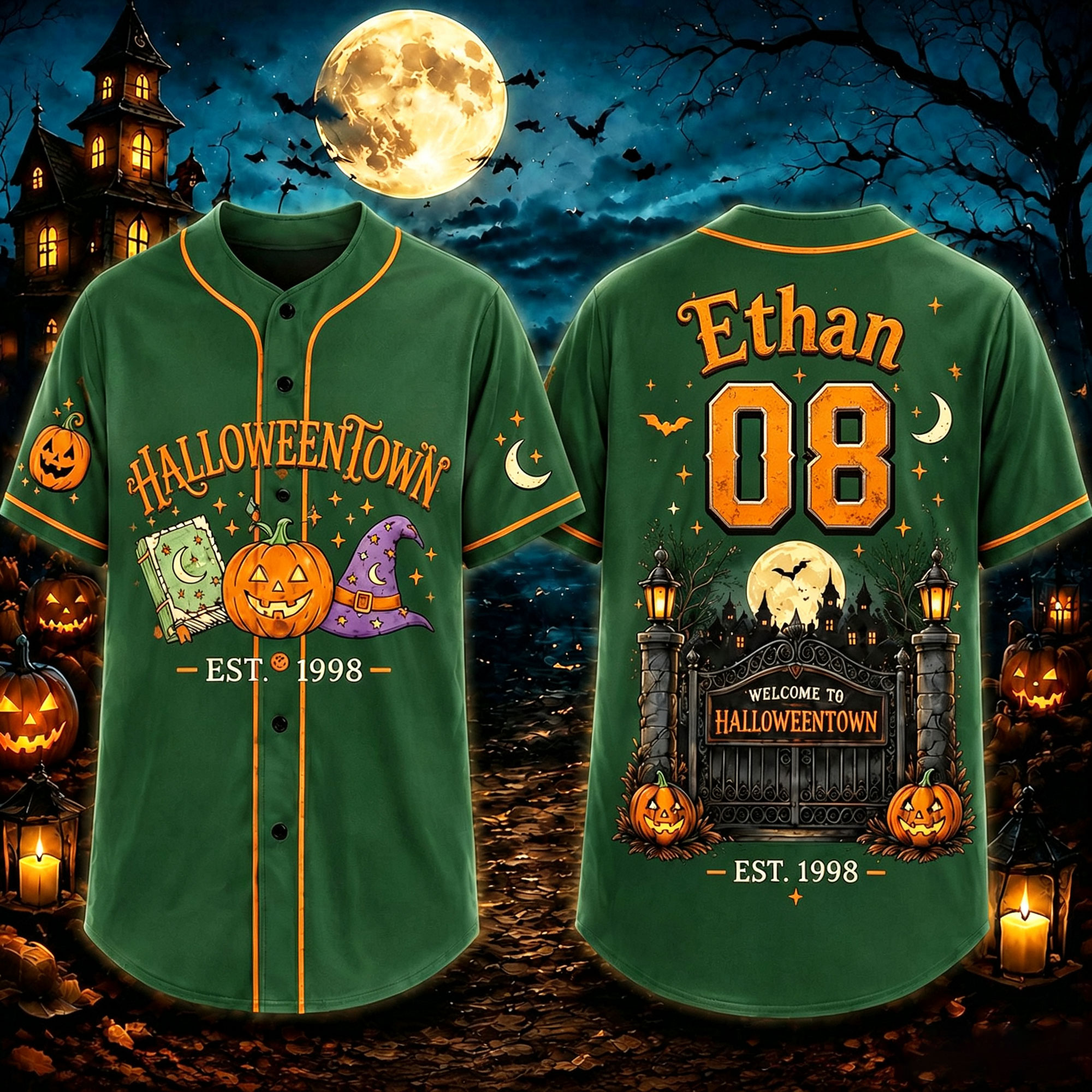Personalized Halloween Button Up Baseball Jersey For Kid & Adult | CWHalloween96