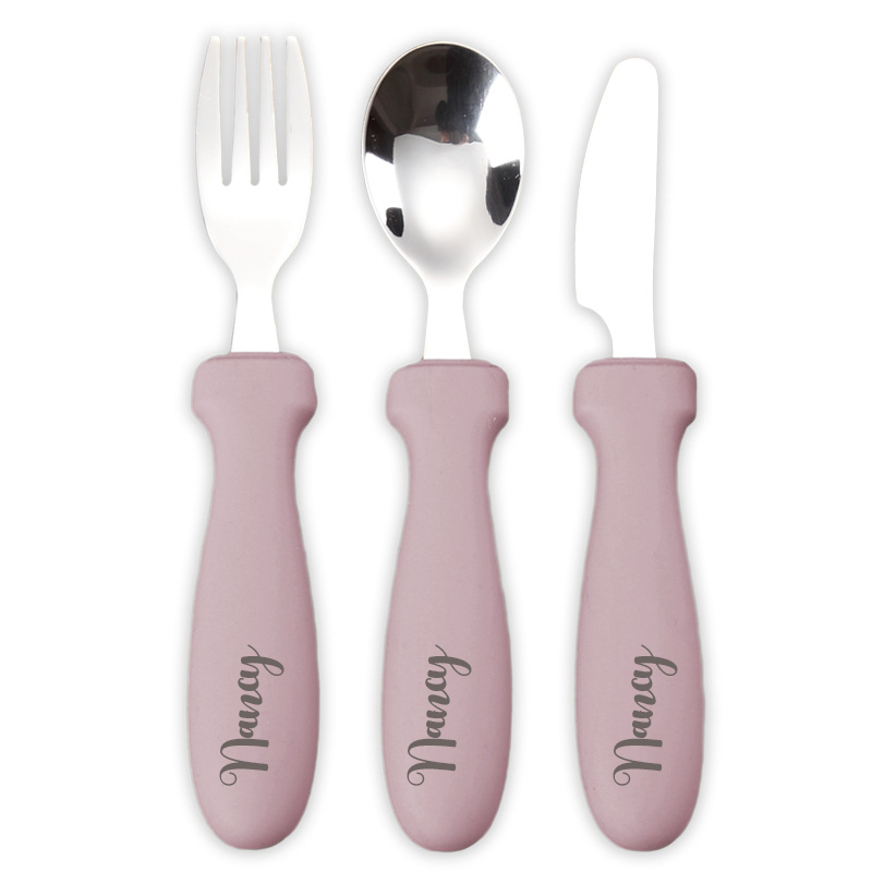 Personalised Kid Silicone Utensil Sets-Fork, Knife, Spoon  | CWBaby70