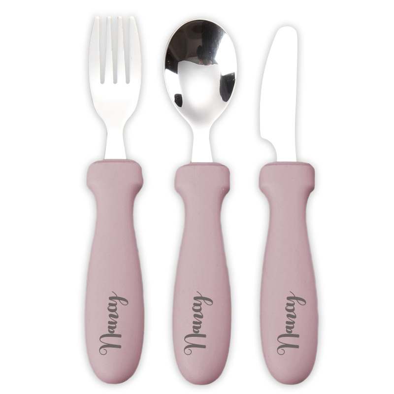 Personalised Kid Silicone Utensil Sets-Fork, Knife, Spoon  | CWBaby70