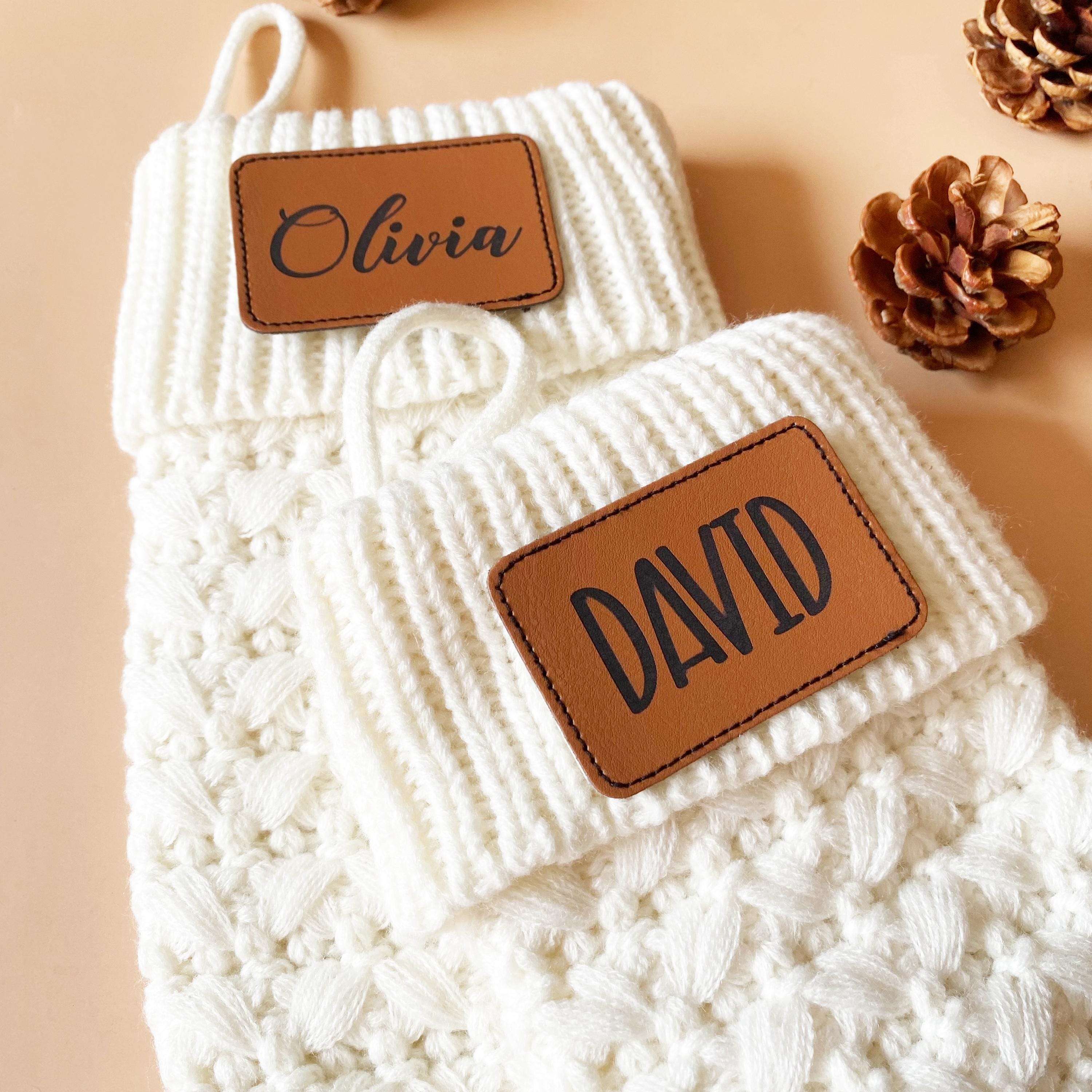 Personalized Leather Patch Christmas Stocking | MCGift84
