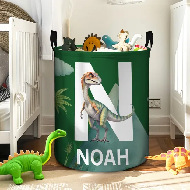 Personalized Waterproof Dinosaur Laundry Baskets with Handle | | CWBasket08