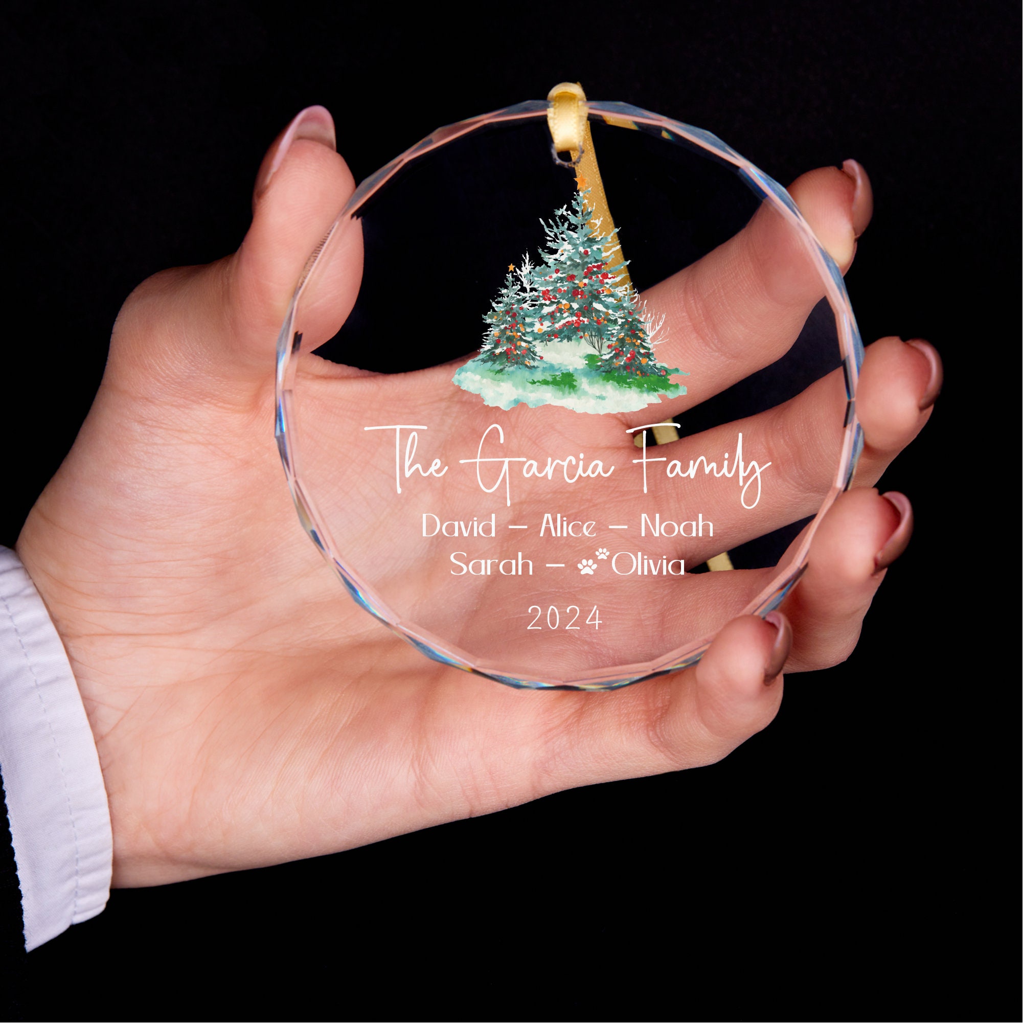 Personalized Glass Family Christmas Ornaments | CWGlass01