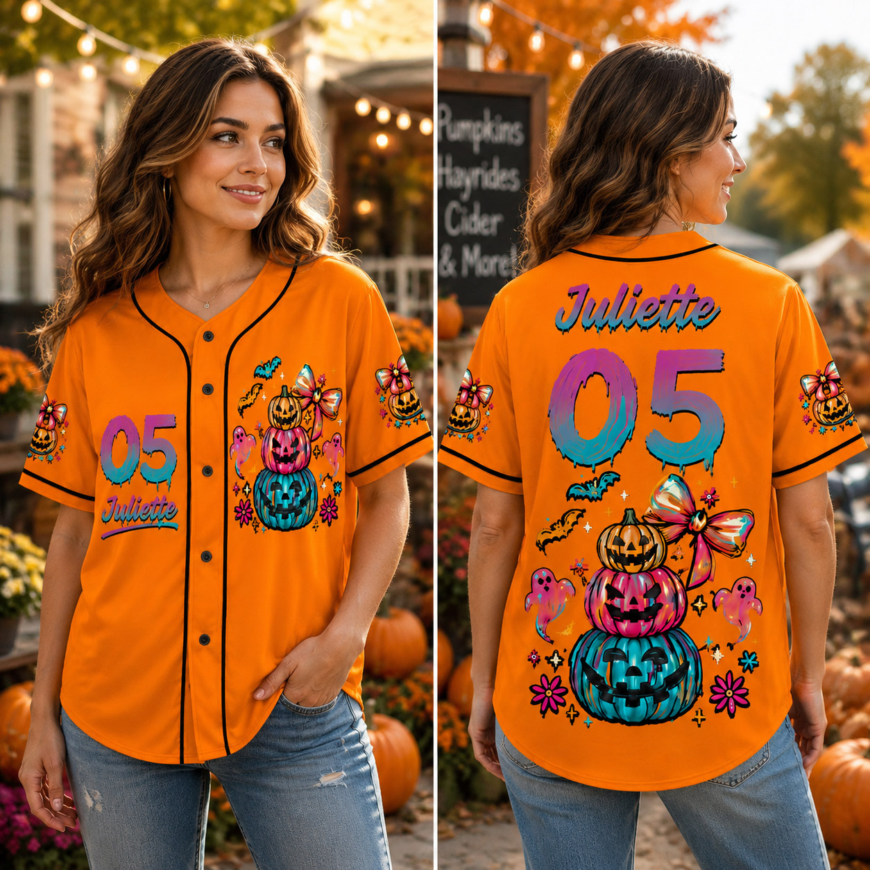Personalized Halloween Button Up Baseball Jersey For Kid & Adult | CWHalloween103