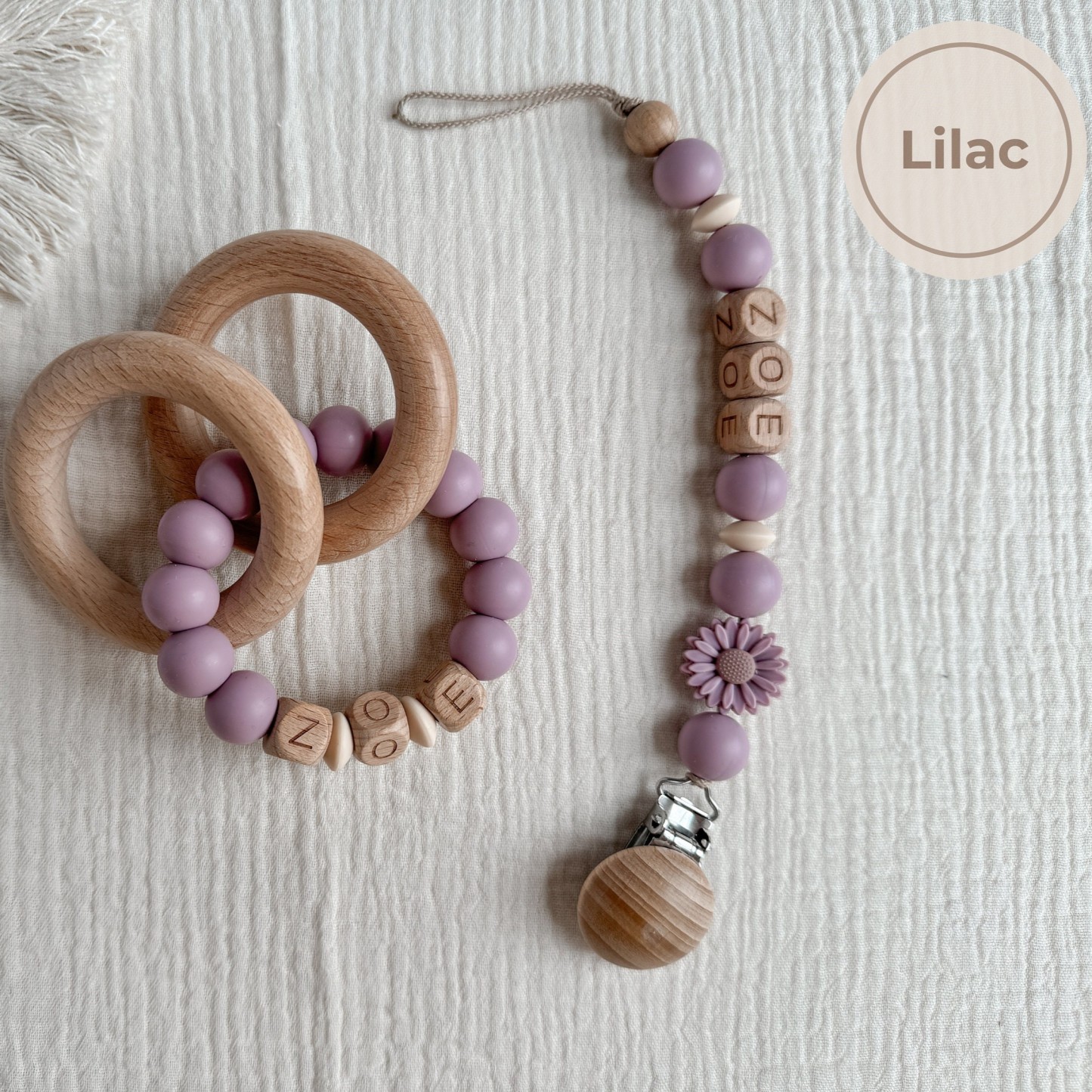 Personalized Baby Pacifier Clip & Rattle Ring | CWBaby86