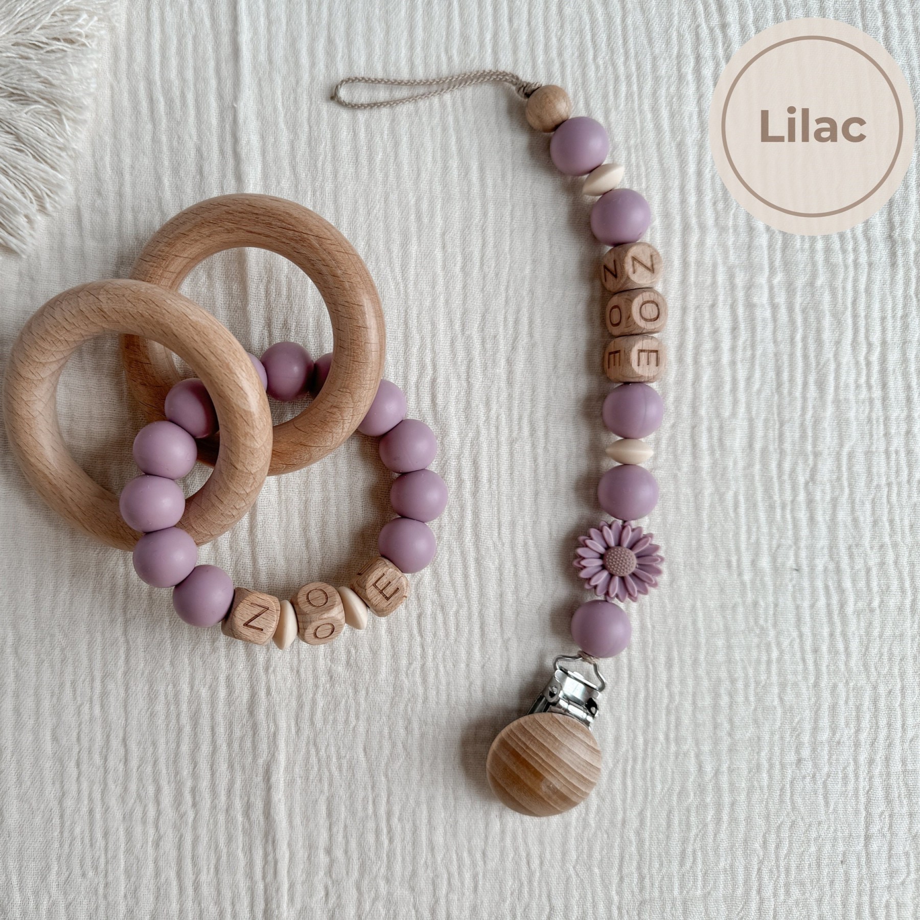 Personalized Baby Pacifier Clip & Rattle Ring | CWBaby86