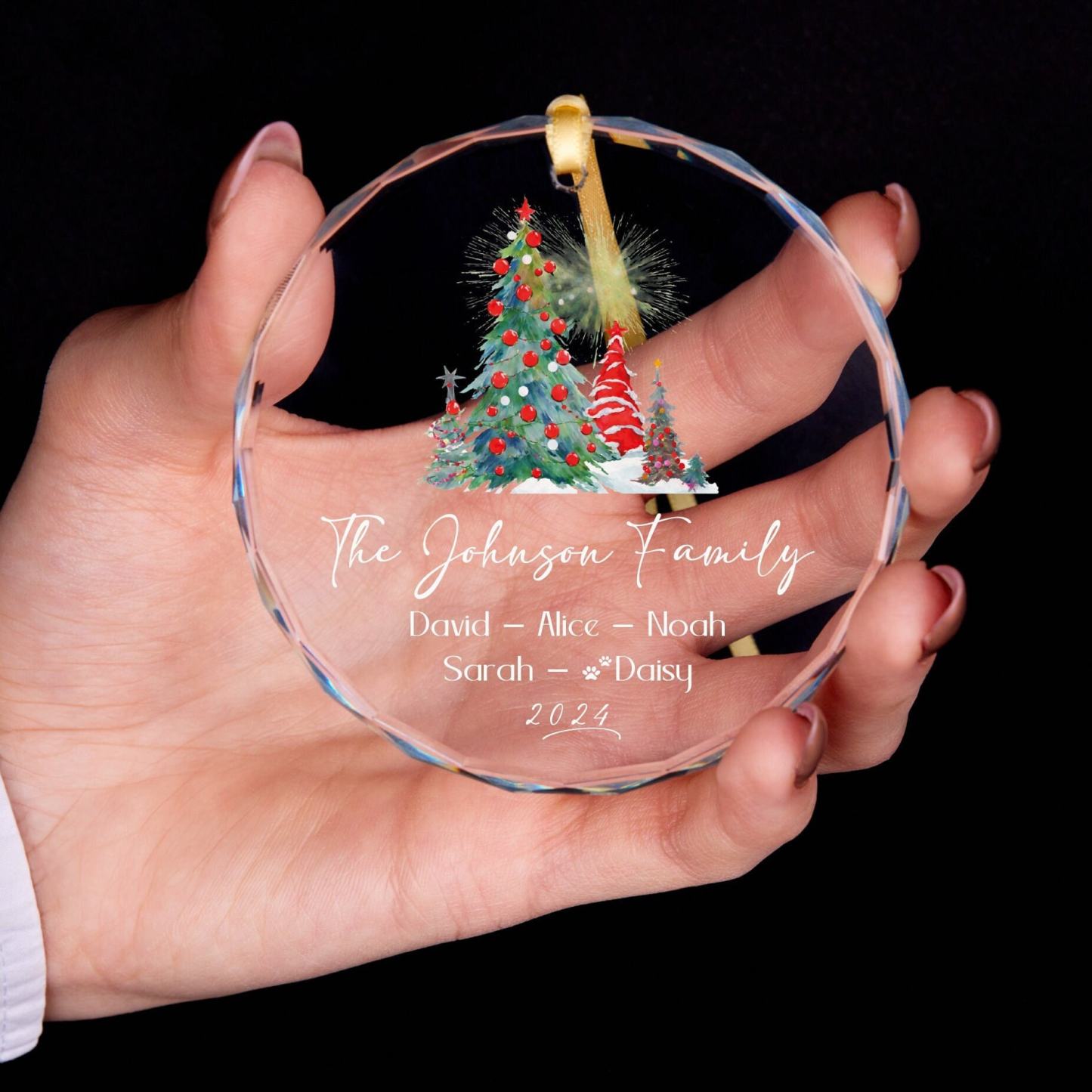 Personalized Glass Family Christmas Ornaments | CWGlass21