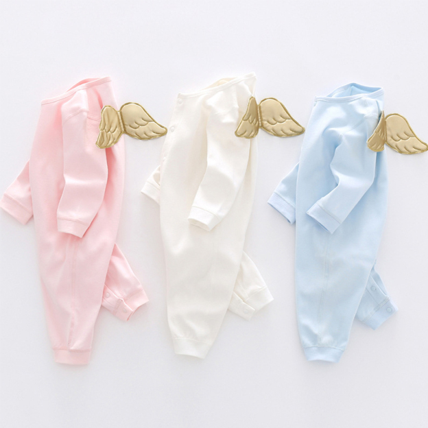 Personalized Baby Angel Wings Long Sleeve Romper | CWBaby120