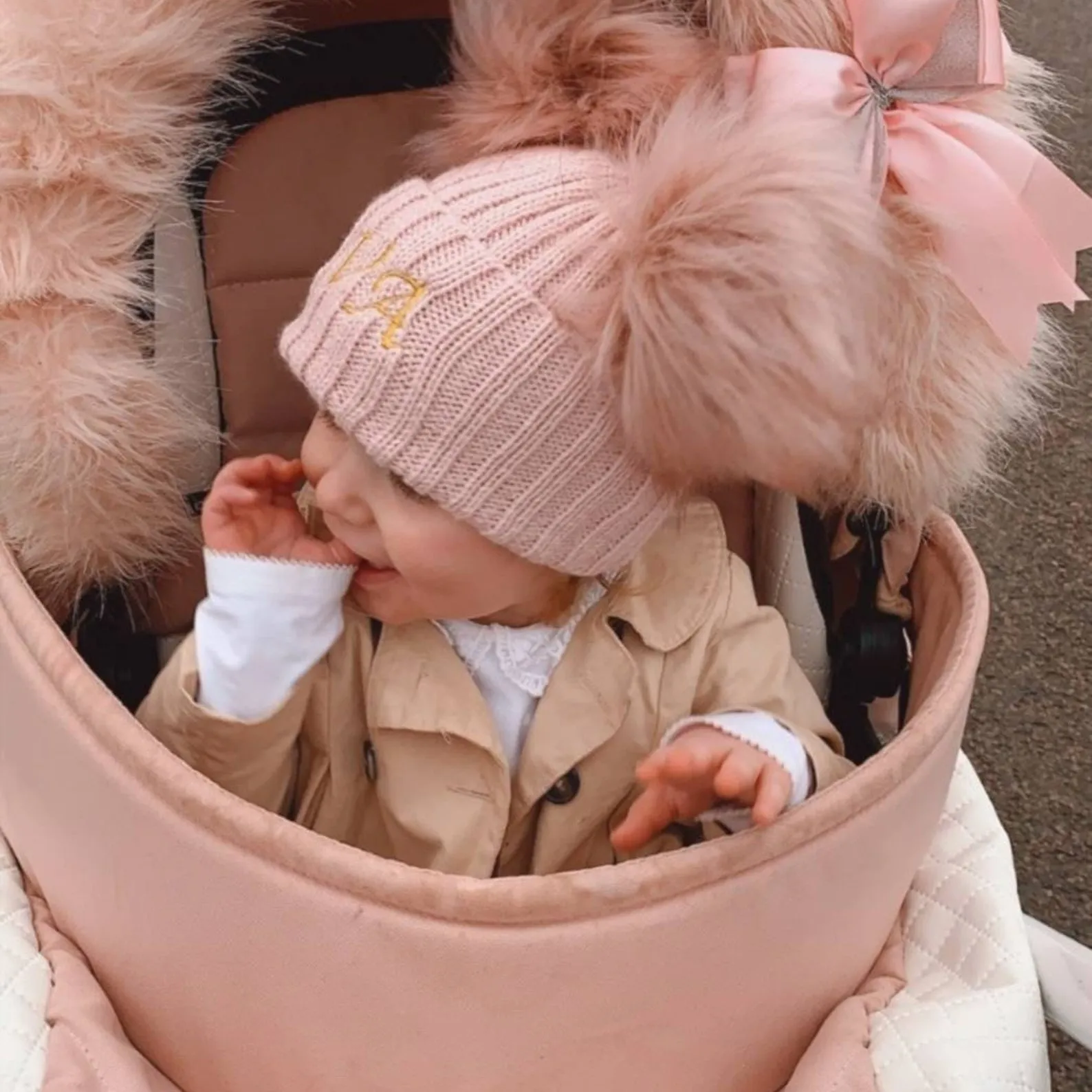 Personalized Embroidery Kid & Adult Pom Pom Hat for Comfort & Unique | HSKid07