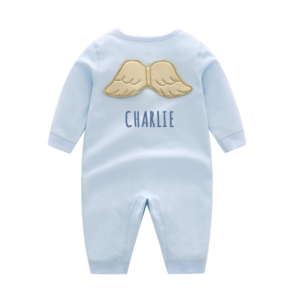 Personalized Baby Angel Wings Long Sleeve Romper | CWBaby120