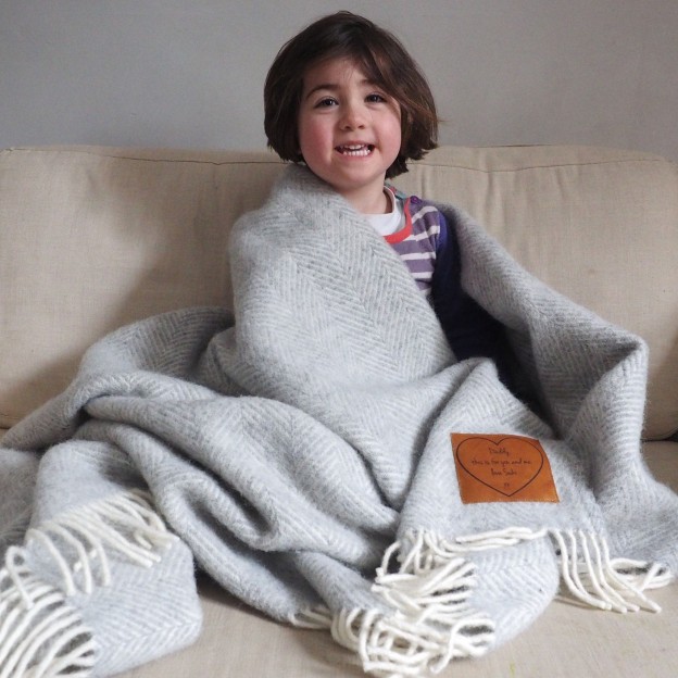 Personalised Message Leather Patch Warm Blanket | BKKid111