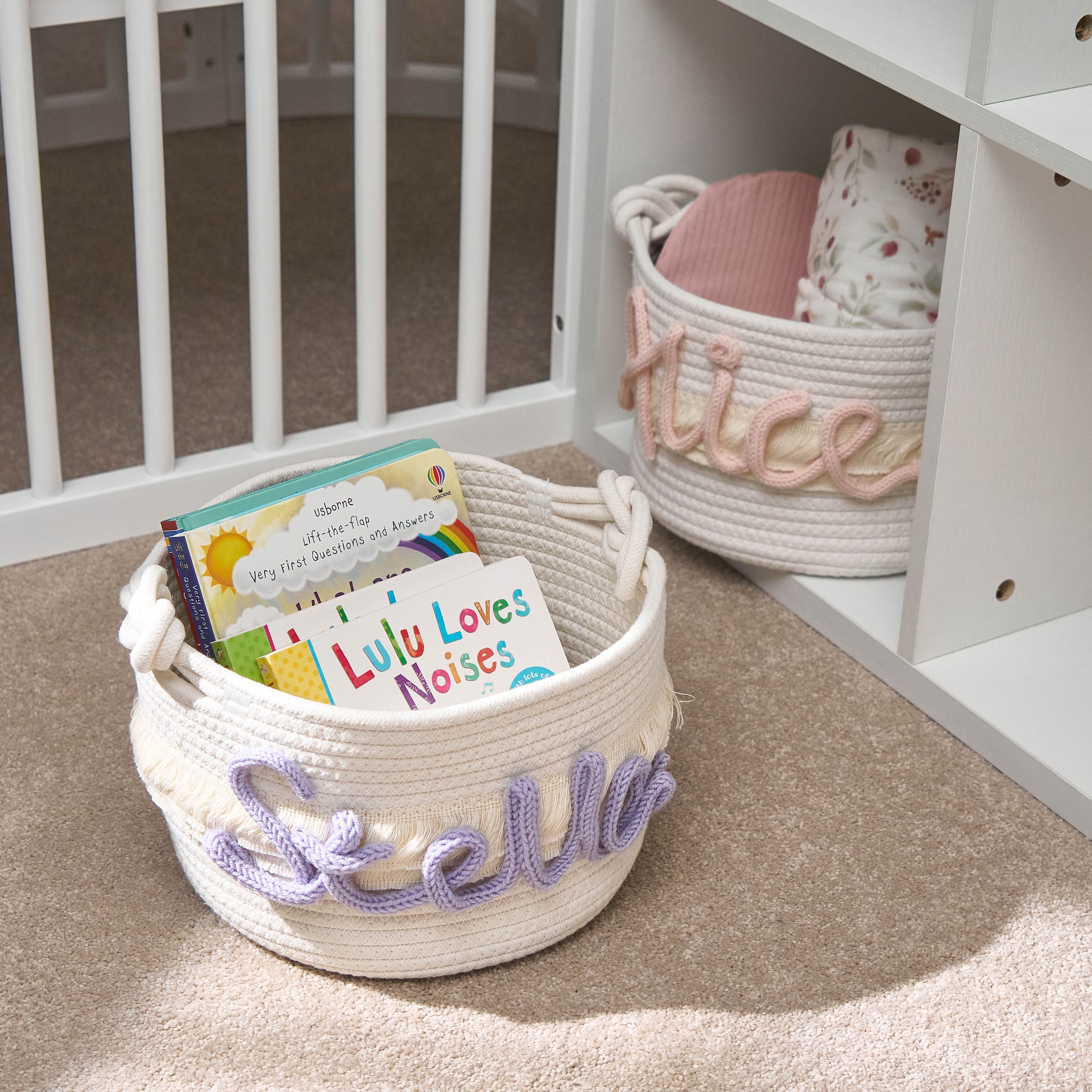 Personalized Knitted Wire Name Cotton Rope Basket | CWBaby91