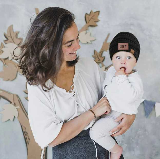 Personalized Leather Patch Kid Beanie for Comfort & Unique | HSKid29