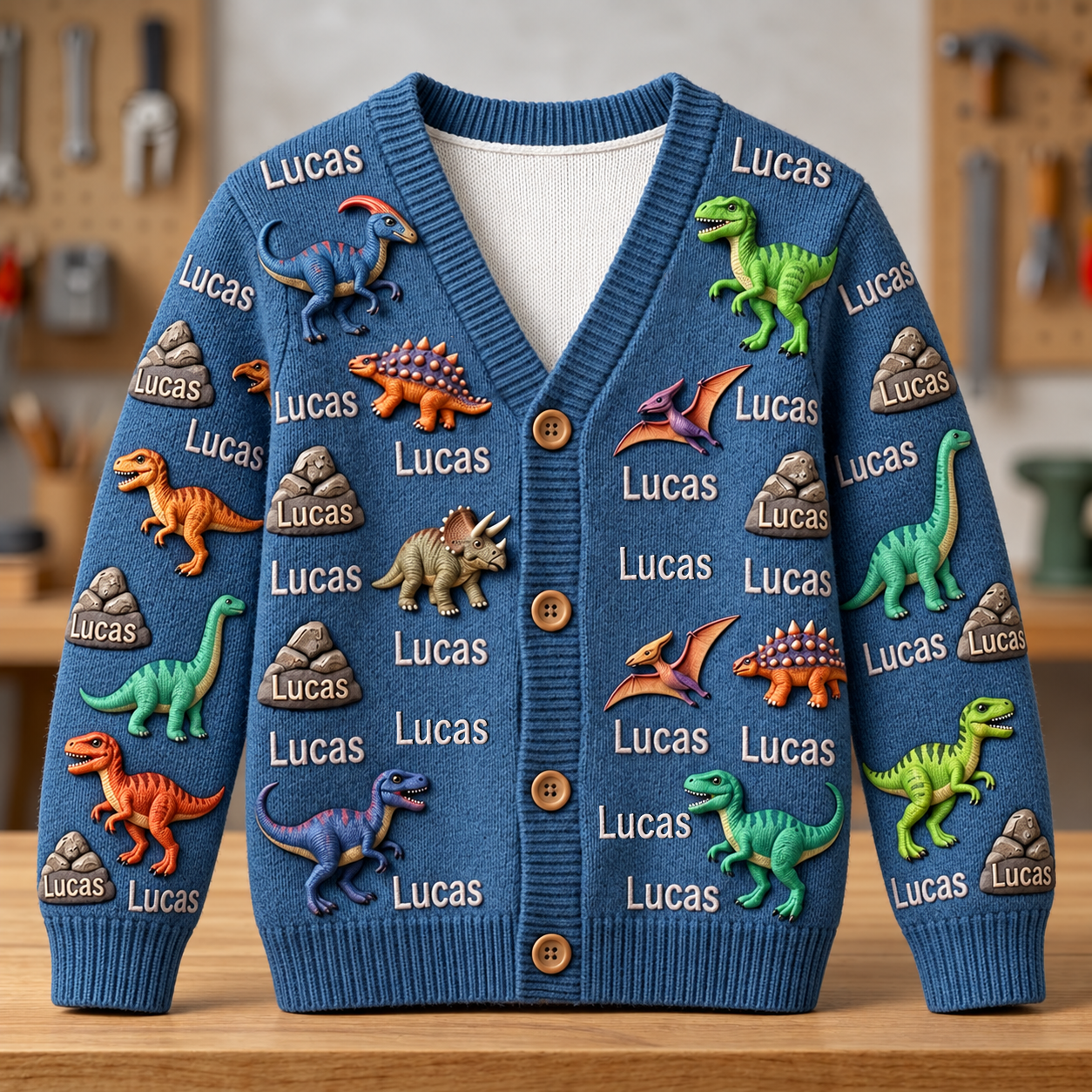 Personalized Lovely Kids Forest Dinosaur Knit Sweater | CWSweater26
