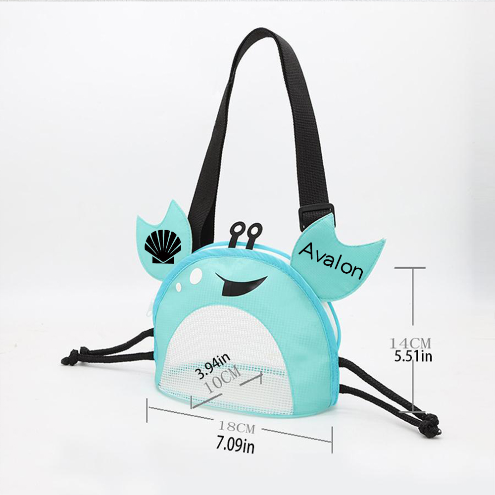 Personalized Crab Seashell Zipper Mesh Beach Bag | CWBeach111