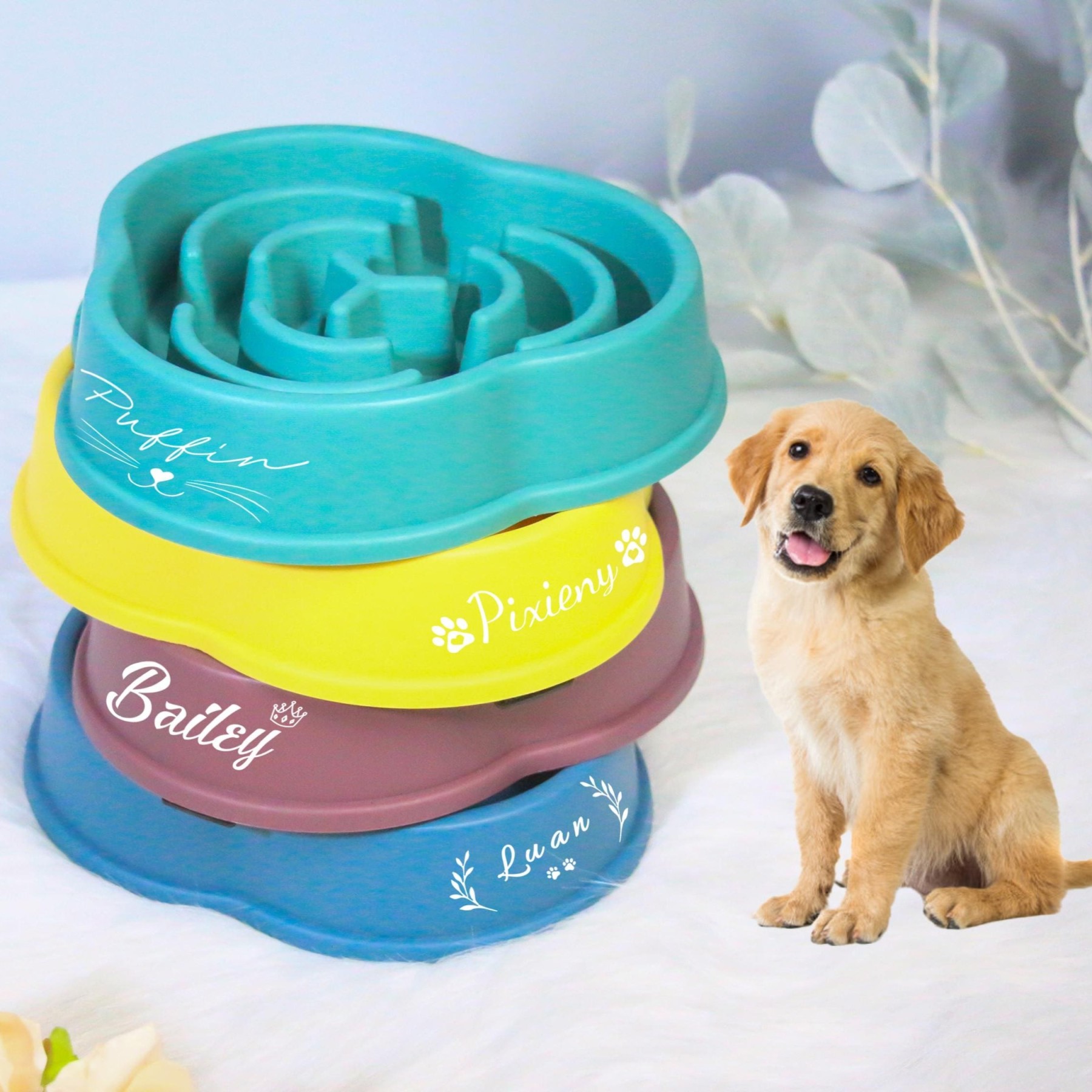 Personalized Anti-Choking Slow Feeder Pet Bowl | BKPet94
