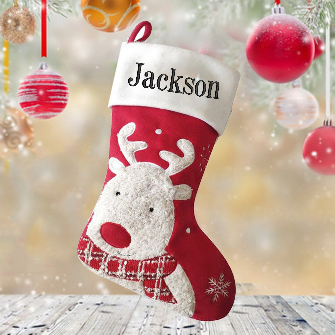 Personalized Embroidered Cute Pattern Christmas Stocking | MCGift39