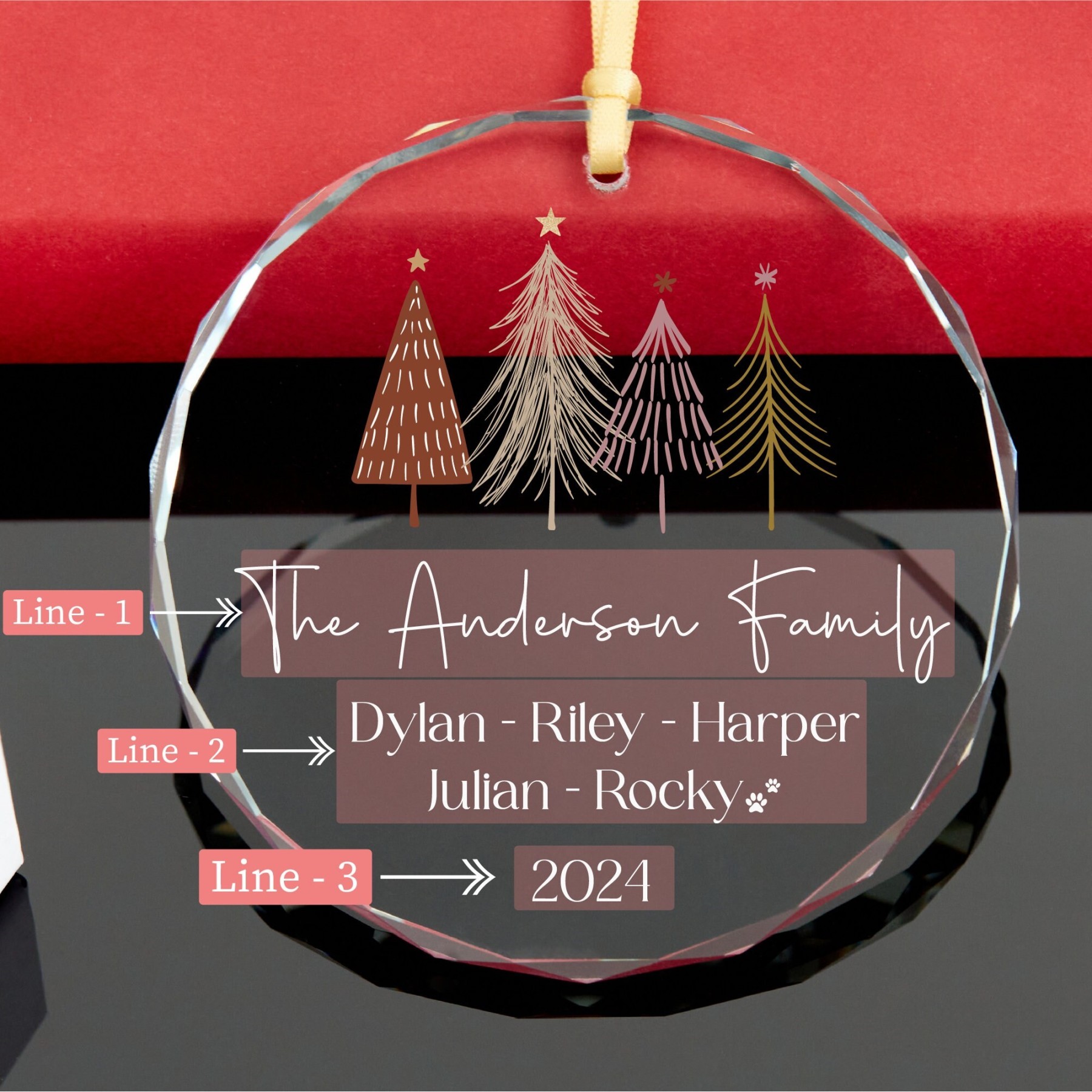 Personalized Glass Family Christmas Ornaments | CWGlass07