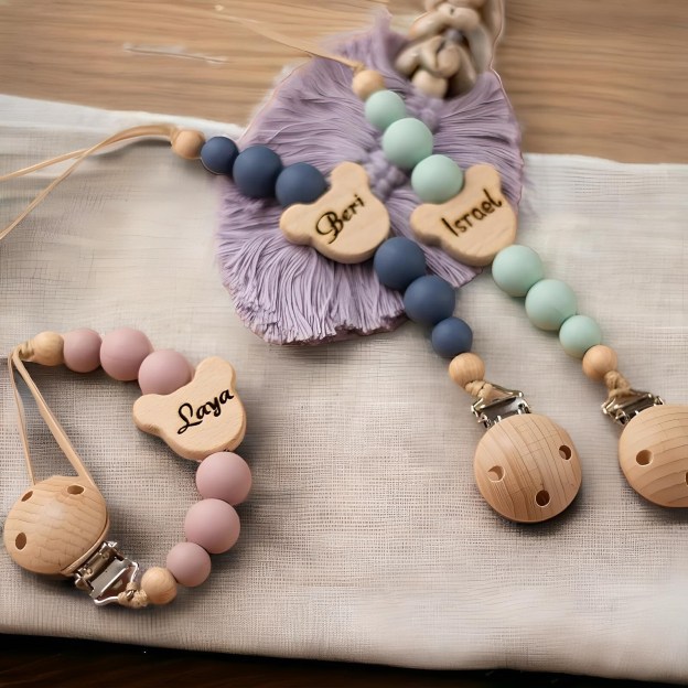 Personalized Baby Pacifier Color Bead Clip | CWBaby63