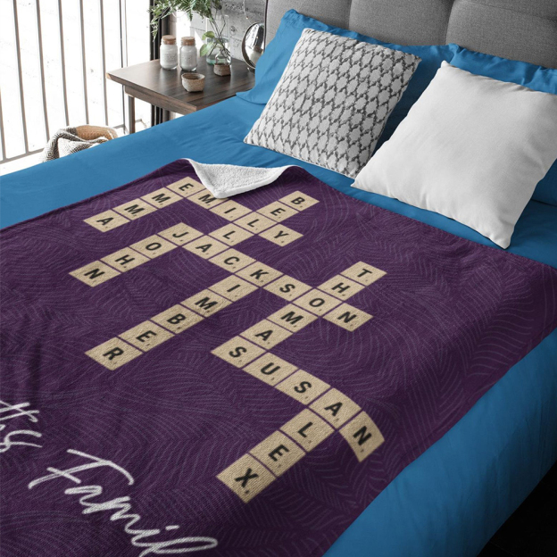 Personalized Family Name Crossword Blanket for Comfort & Unique | BKName16