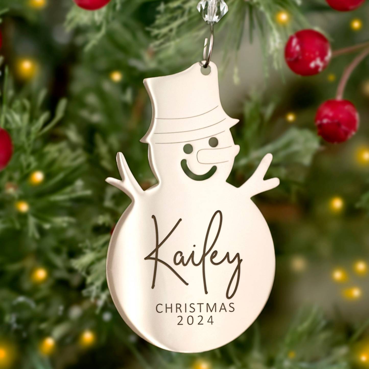 Personalized Name Snowflake or Snowman Stainless Steel Ornament | MCGift20