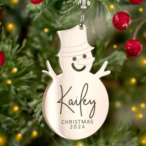 Personalized Name Snowflake or Snowman Stainless Steel Ornament | MCGift20