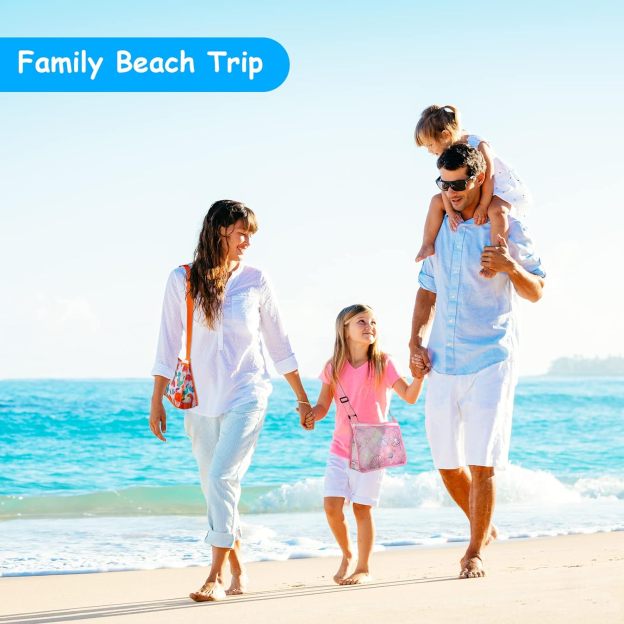 Personalized Embroidery Seashell Zipper Mesh Beach Bag | CWBeach112