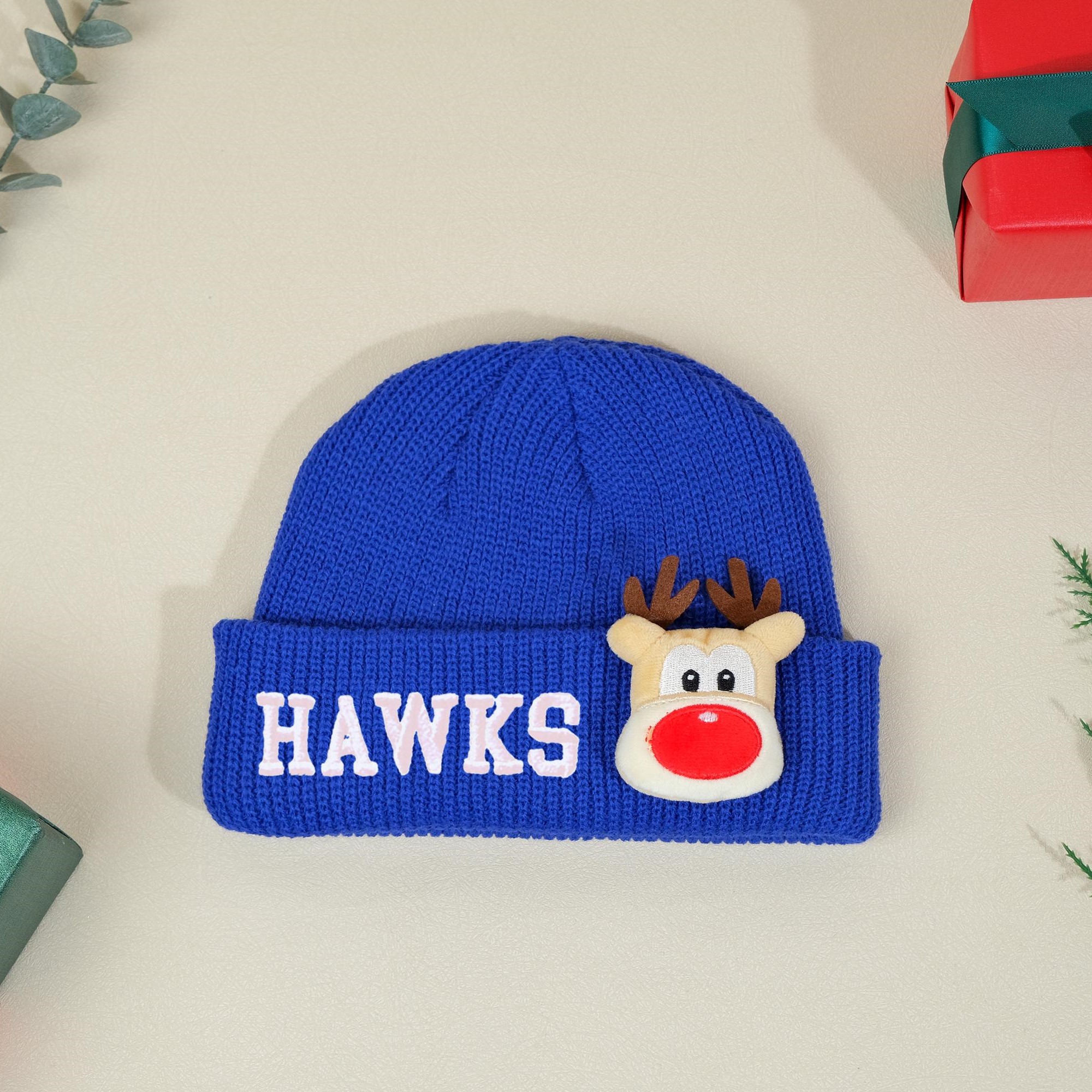 Personalized Embroided Christmas Reindeer Color Beanie | HSKid51