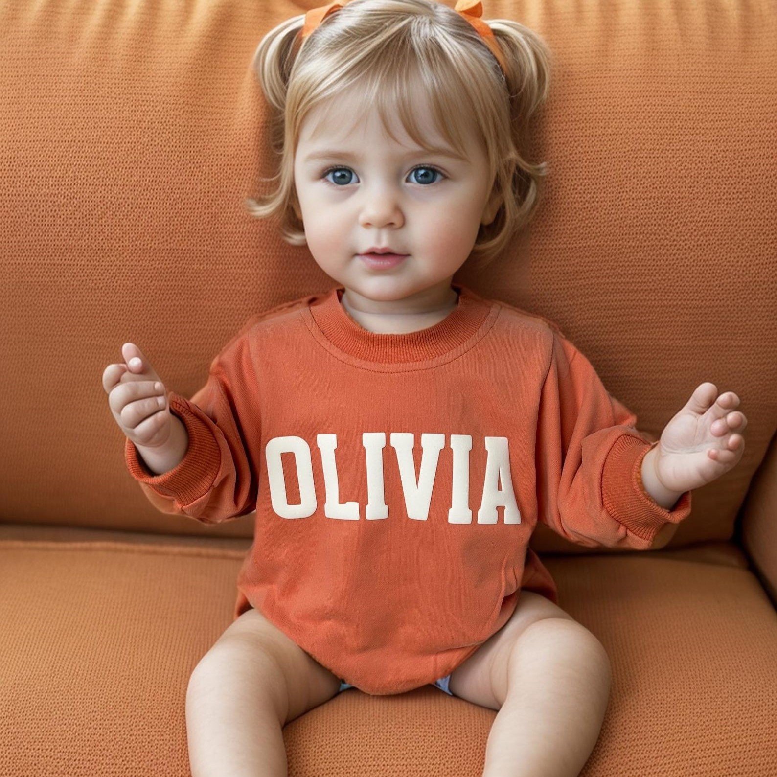 Personalized Puff Name Baby Color Sweatshirt Bodysuit | CWBaby90