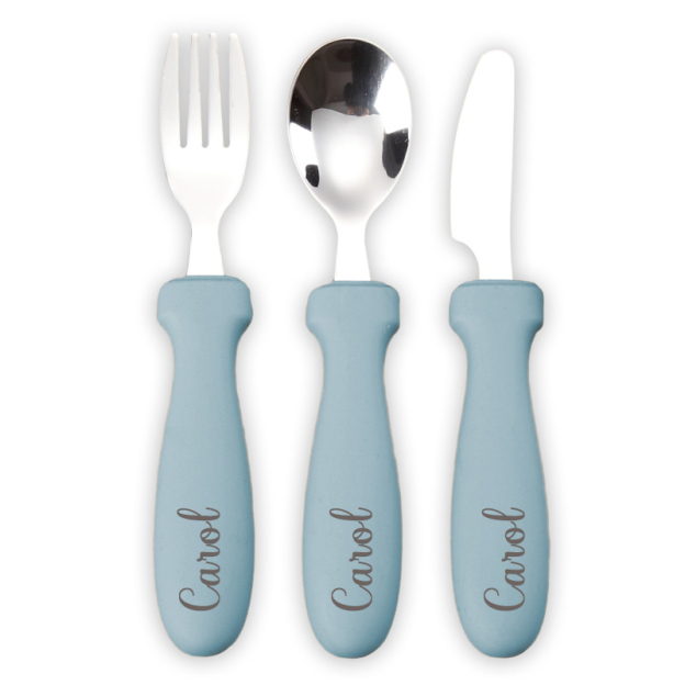 Personalised Kid Silicone Utensil Sets-Fork, Knife, Spoon  | CWBaby70