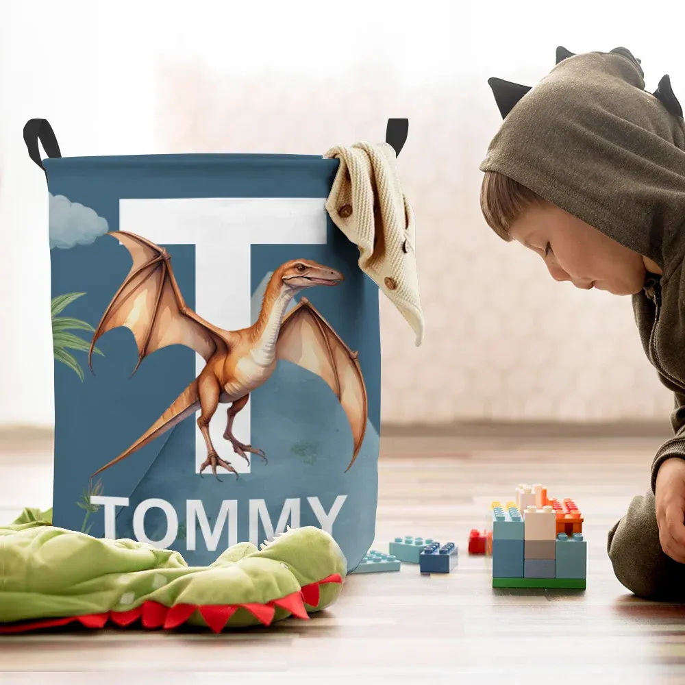 Personalized Waterproof Dinosaur Laundry Baskets with Handle | | CWBasket08