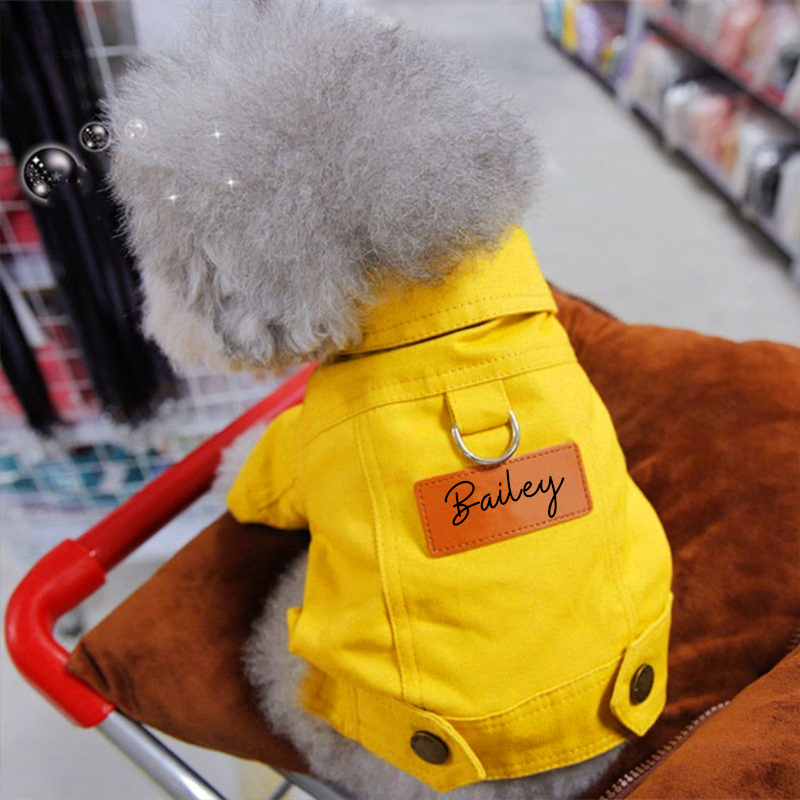 Personalized Leather Patch Pets Color Denim Jacket | BKPet52