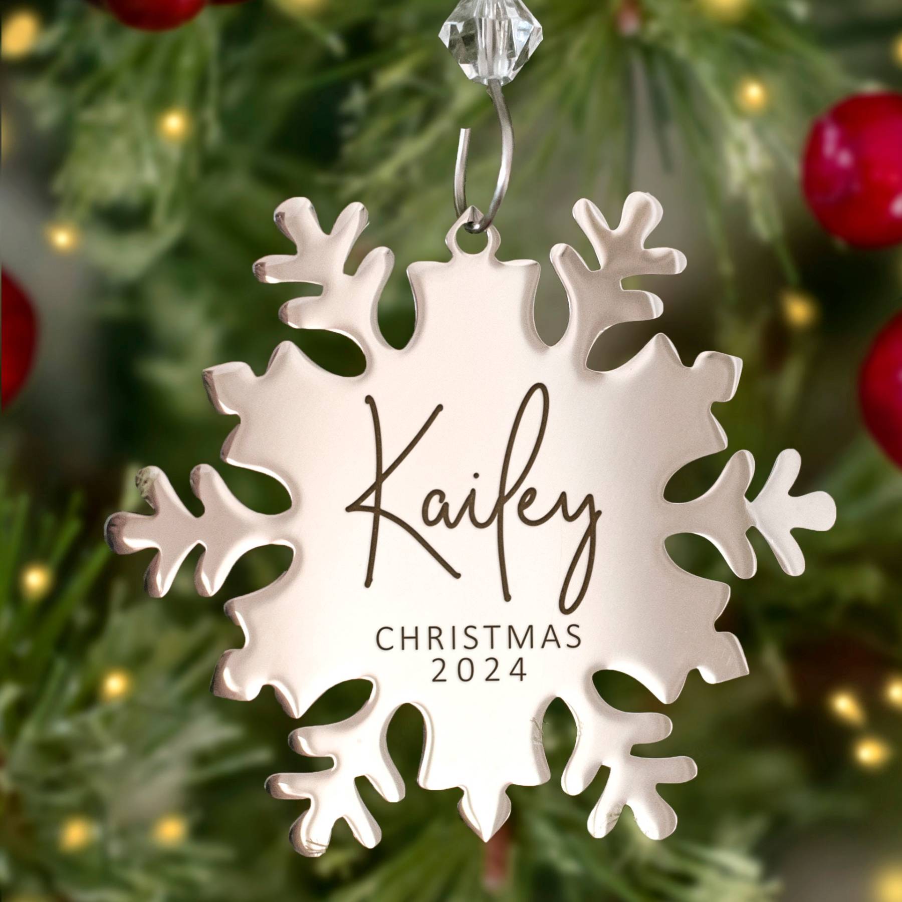 Personalized Name Snowflake or Snowman Stainless Steel Ornament | MCGi